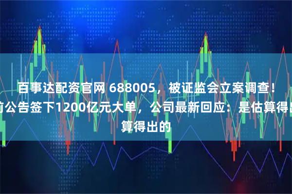 百事达配资官网 688005，被证监会立案调查！此前公告签下1200亿元大单，公司最新回应：是估算得出的