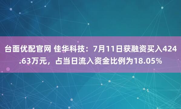 台面优配官网 佳华科技：7月11日获融资买入424.63万元，占当日流入资金比例为18.05%